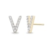 Thumbnail Image 1 of 1/10 CT. T.W. Diamond "V" Initial Stud Earrings in 10K Gold