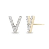 Thumbnail Image 2 of 1/10 CT. T.W. Diamond "V" Initial Stud Earrings in 10K Gold