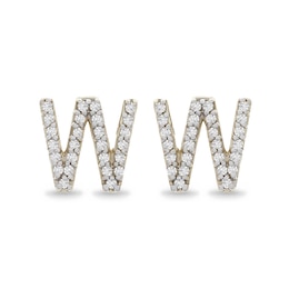 1/10 CT. T.W. Diamond &quot;W&quot; Initial Stud Earrings in 10K Gold