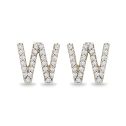 1/10 CT. T.W. Diamond "W" Initial Stud Earrings in 10K Gold