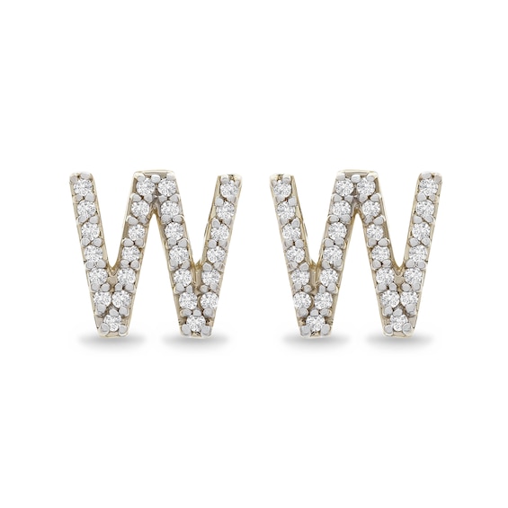 1/15 CT. T.W. Diamond "W" Initial Stud Earrings in 10K Gold 1/15 CT. T.W. Diamond "W" Initial Stud Earrings in 10K Gold