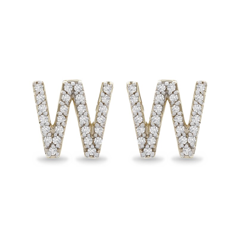 1/10 CT. T.W. Diamond "W" Initial Stud Earrings in 10K Gold