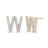 Thumbnail Image 2 of 1/10 CT. T.W. Diamond "W" Initial Stud Earrings in 10K Gold