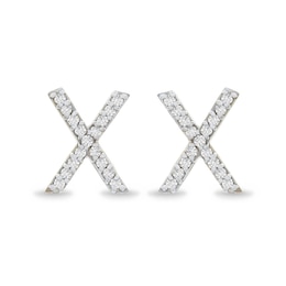 1/10 CT. T.W. Diamond &quot;X&quot; Initial Stud Earrings in 10K Gold