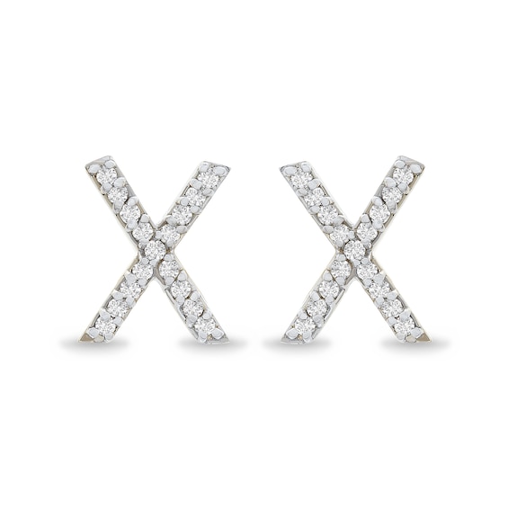 1/10 CT. T.W. Diamond "X" Initial Stud Earrings in 10K Gold 1/10 CT. T.W. Diamond "X" Initial Stud Earrings in 10K Gold