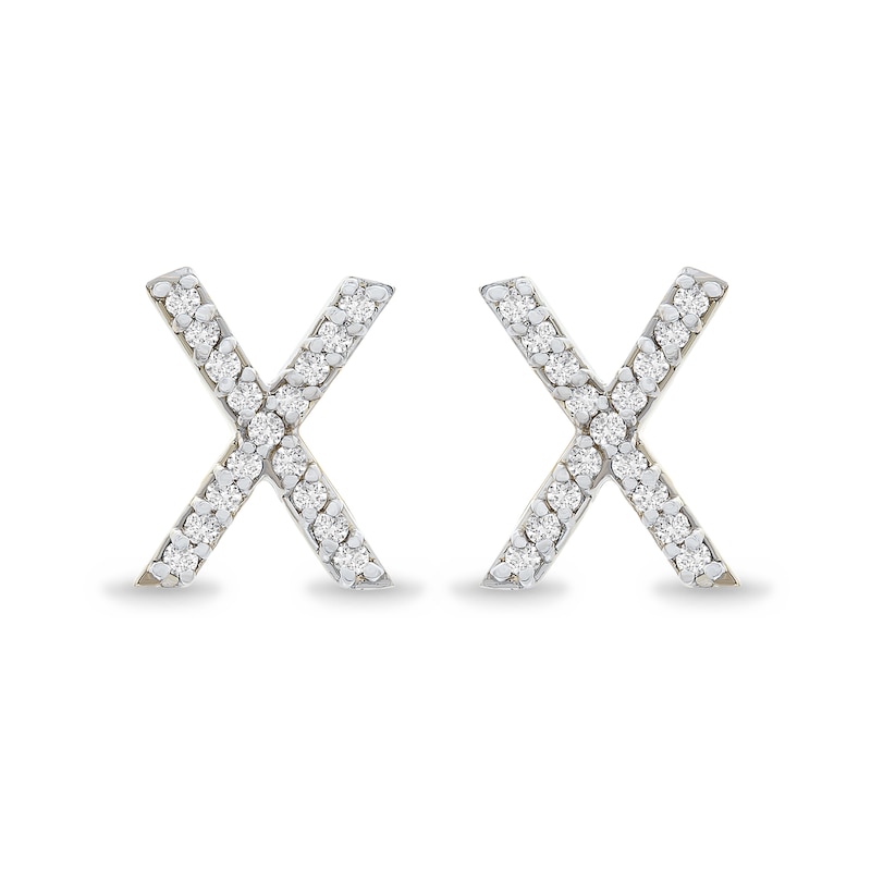 1/10 CT. T.W. Diamond "X" Initial Stud Earrings in 10K Gold
