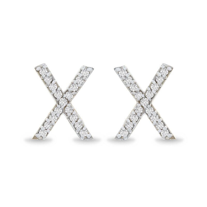 1/10 CT. T.W. Diamond "X" Initial Stud Earrings in 10K Gold