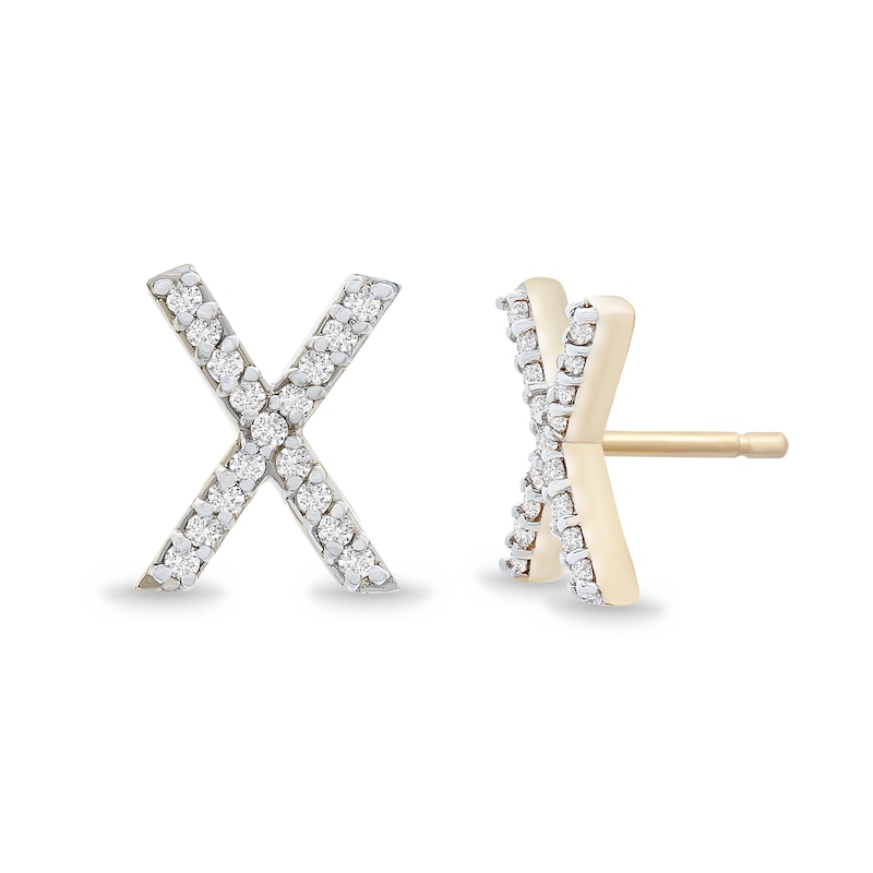 1/10 CT. T.W. Diamond "X" Initial Stud Earrings in 10K Gold