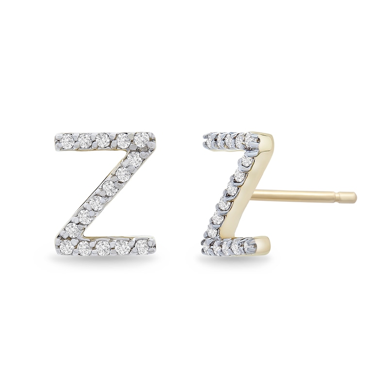 1/10 CT. T.W. Diamond "Z" Initial Stud Earrings in 10K Gold