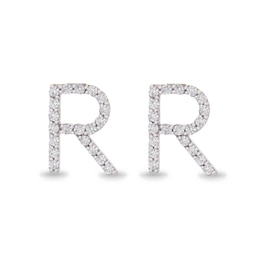 1/10 CT. T.W. Diamond "R" Initial Stud Earrings in 10K Gold