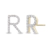 Thumbnail Image 2 of 1/10 CT. T.W. Diamond "R" Initial Stud Earrings in 10K Gold