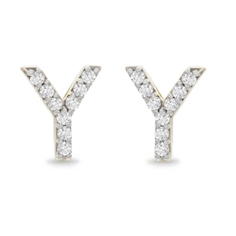 1/10 CT. T.W. Diamond "Y" Initial Stud Earrings in 10K Gold