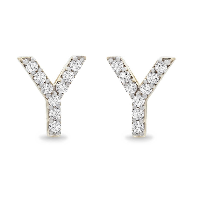 1/10 CT. T.W. Diamond "Y" Initial Stud Earrings in 10K Gold