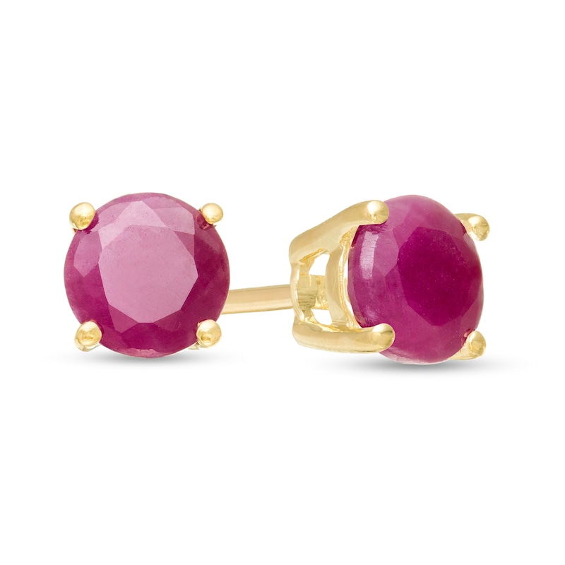 Main Image 1 of 5.0mm Ruby Solitaire Stud Earrings in 10K Gold