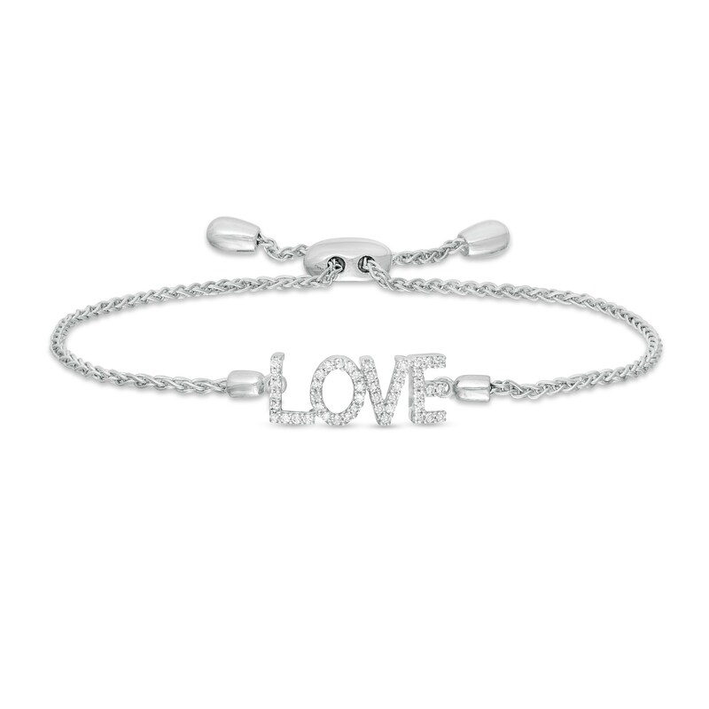 Vera Wang Love Collection 1/5 CT. T.W. Diamond "LOVE" Bolo Bracelet in Sterling Silver - 9.0"