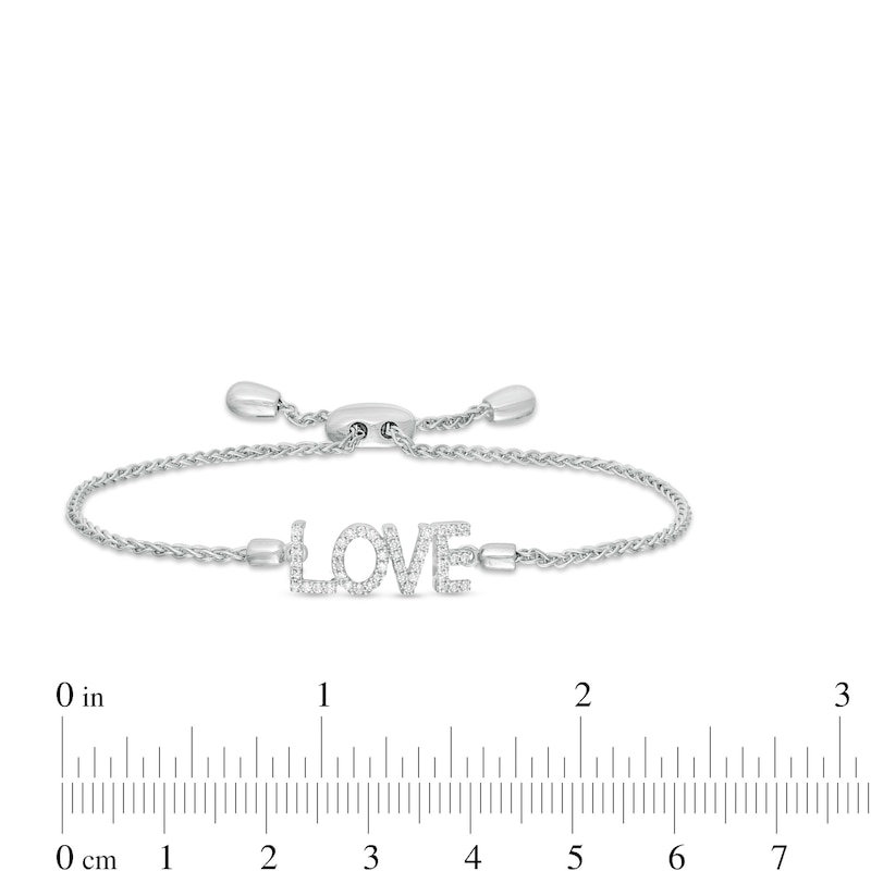 Main Image 3 of Vera Wang Love Collection 1/5 CT. T.W. Diamond "LOVE" Bolo Bracelet in Sterling Silver - 9.0"