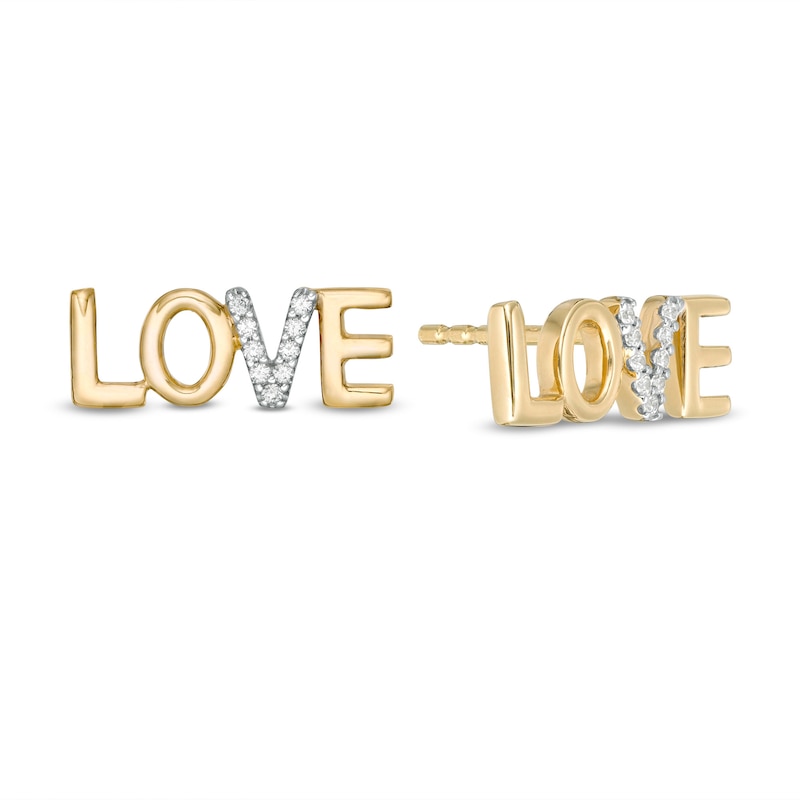 Main Image 1 of Vera Wang Love Collection 1/20 CT. T.W. Diamond "LOVE" Stud Earrings in 10K Gold