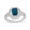 Enchanted Disney Cinderella Octagonal London Blue Topaz and 1/6 CT. T.W. Diamond Ring in Sterling Silver