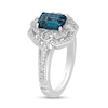 Thumbnail Image 2 of Enchanted Disney Cinderella Octagonal London Blue Topaz and 1/6 CT. T.W. Diamond Ring in Sterling Silver