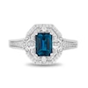 Thumbnail Image 3 of Enchanted Disney Cinderella Octagonal London Blue Topaz and 1/6 CT. T.W. Diamond Ring in Sterling Silver