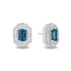 Thumbnail Image 0 of Enchanted Disney Cinderella Octagonal London Blue Topaz and 1/5 CT. T.W. Diamond Frame Stud Earrings in Sterling Silver