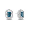 Thumbnail Image 1 of Enchanted Disney Cinderella Octagonal London Blue Topaz and 1/5 CT. T.W. Diamond Frame Stud Earrings in Sterling Silver