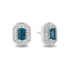 Thumbnail Image 0 of Enchanted Disney Cinderella Octagonal London Blue Topaz and 1/5 CT. T.W. Diamond Frame Stud Earrings in Sterling Silver