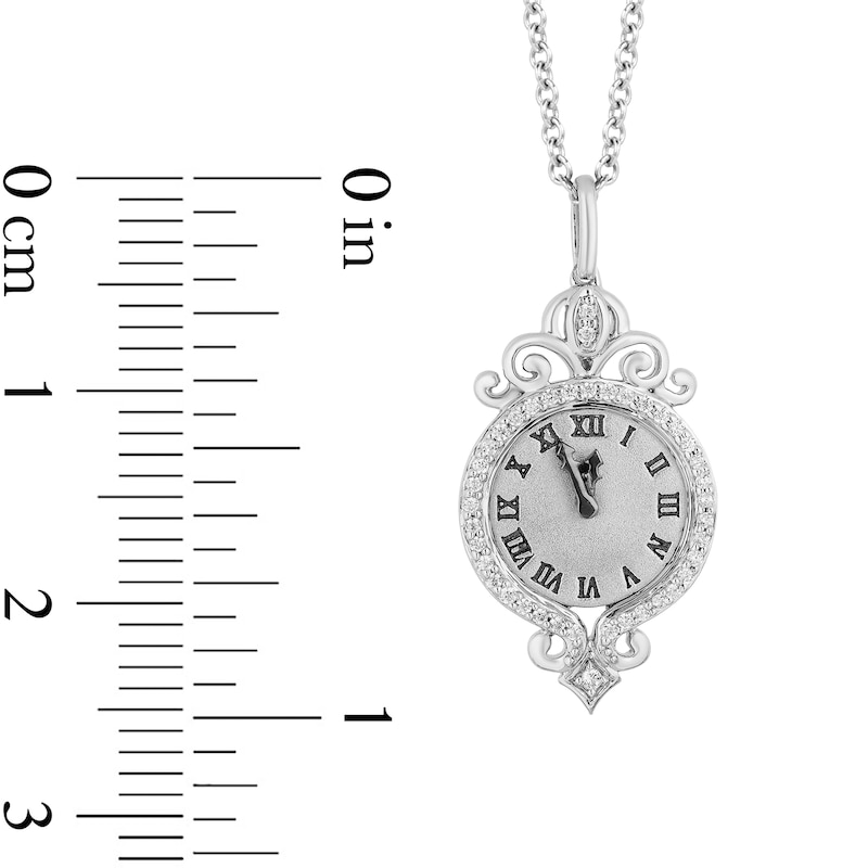 Main Image 3 of Collector's Edition Enchanted Disney Cinderella 70th Anniversary Diamond Clock Pendant in Sterling Silver - 19"