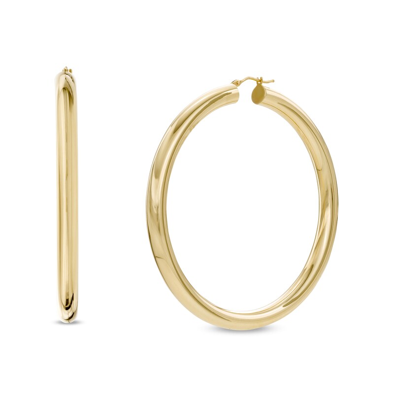 Made in Italy 50.0 x 5.0mm Bold Tube Hoop Earrings in 14K Gold | Zales ...