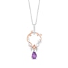 Thumbnail Image 1 of Enchanted Disney Rapunzel Amethyst and 1/10 CT. T.W. Diamond Circle Pendant in Sterling Silver and 10K Rose Gold - 19"