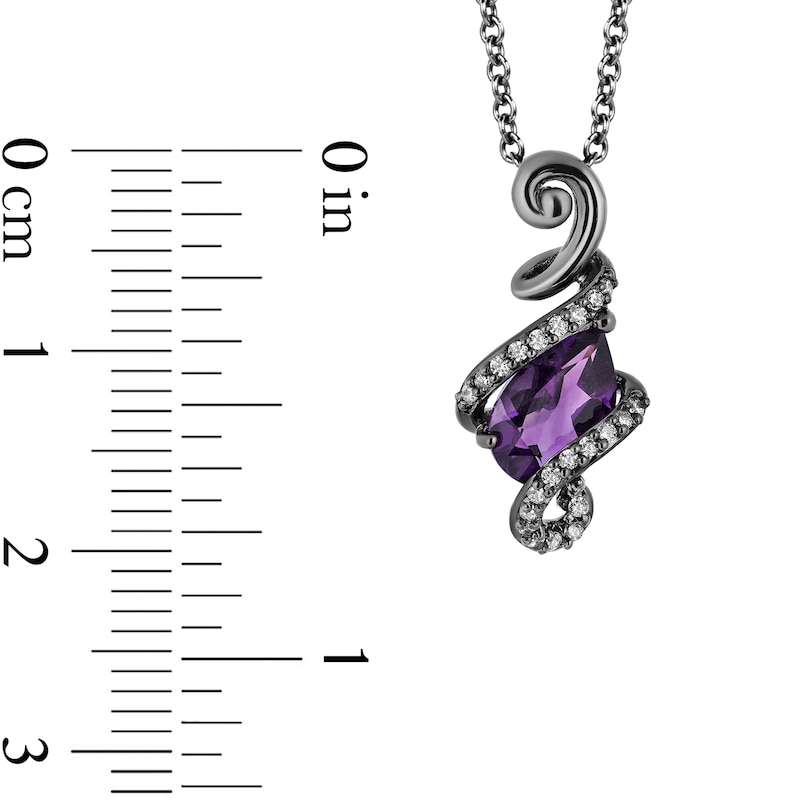 Main Image 3 of Enchanted Disney Villains Ursula Amethyst and 1/10 CT. T.W. Diamond Pendant in Sterling Silver with Black Rhodium - 19"