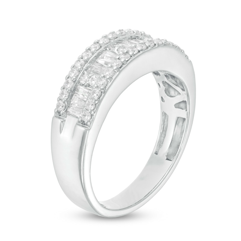 Main Image 3 of 1/2 CT. T.W. Baguette and Round Diamond Band in 10K White Gold