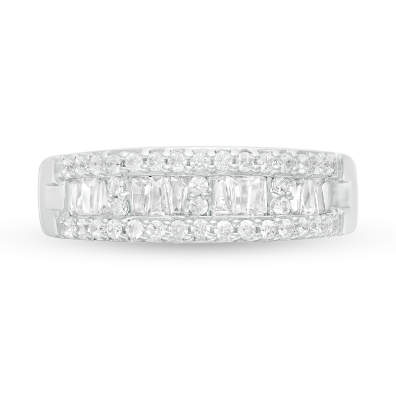 Main Image 4 of 1/2 CT. T.W. Baguette and Round Diamond Band in 10K White Gold