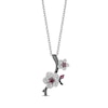Thumbnail Image 0 of Enchanted Disney Mulan Live Action Rhodolite Garnet and 1/10 CT. T.W. Diamond Flower Pendant in Sterling Silver - 19"