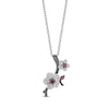 Thumbnail Image 1 of Enchanted Disney Mulan Live Action Rhodolite Garnet and 1/10 CT. T.W. Diamond Flower Pendant in Sterling Silver - 19"