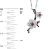 Thumbnail Image 2 of Enchanted Disney Mulan Live Action Rhodolite Garnet and 1/10 CT. T.W. Diamond Flower Pendant in Sterling Silver - 19"