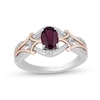 Thumbnail Image 0 of Enchanted Disney Mulan Live Action Rhodolite Garnet and 1/6 CT. T.W. Diamond Ring in Sterling Silver and 10K Rose Gold