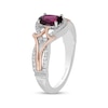 Thumbnail Image 1 of Enchanted Disney Mulan Live Action Rhodolite Garnet and 1/6 CT. T.W. Diamond Ring in Sterling Silver and 10K Rose Gold