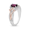 Thumbnail Image 2 of Enchanted Disney Mulan Live Action Rhodolite Garnet and 1/6 CT. T.W. Diamond Ring in Sterling Silver and 10K Rose Gold