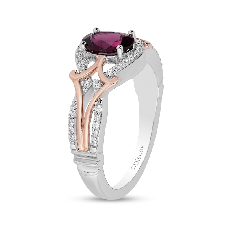 Main Image 2 of Enchanted Disney Mulan Live Action Rhodolite Garnet and 1/6 CT. T.W. Diamond Ring in Sterling Silver and 10K Rose Gold