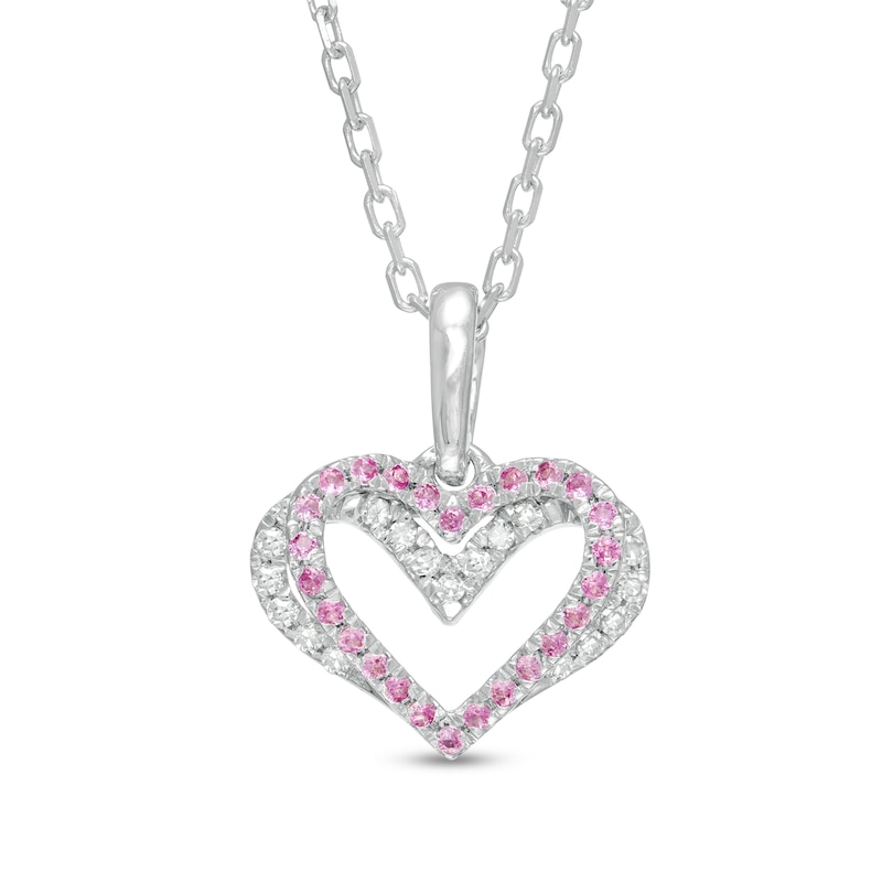 Main Image 1 of The Kindred Heart from Vera Wang Love Collection Sapphire and 1/20 CT. T.W. Diamond Pendant in Sterling Silver - 19"