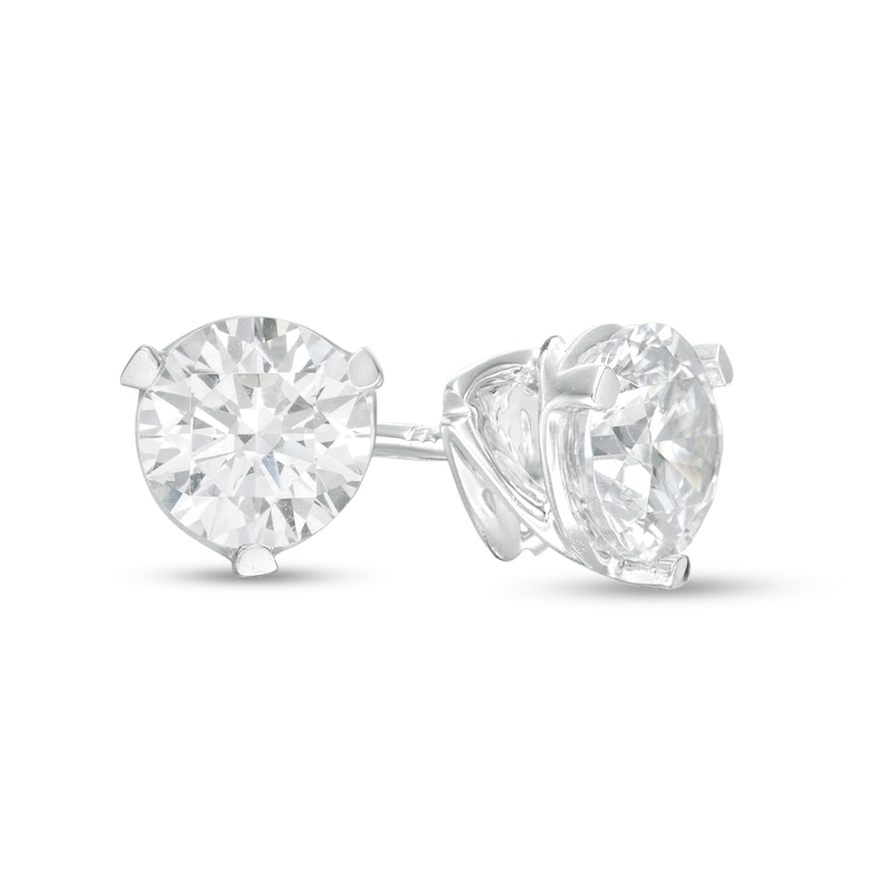 Main Image 1 of Zales Private Collection 1 CT. T.W. Certified Diamond Solitaire Stud Earrings in 14K White Gold (F/I1)