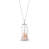 Thumbnail Image 1 of Enchanted Disney Princess Diamond Accent Castle in Glass Dome Pendant in Sterling Silver and 10K Rose Gold - 24"