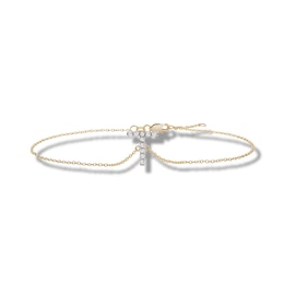 1/10 CT. T.W. Diamond "T" Initial Bracelet in 10K Gold - 7.5"