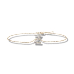 1/10 CT. T.W. Diamond "Z" Initial Bracelet in 10K Gold - 7.5"