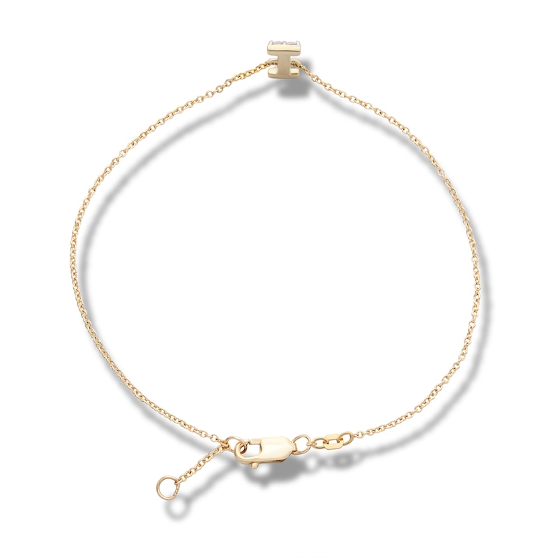 Main Image 2 of 1/10 CT. T.W. Diamond "I" Initial Bracelet in 10K Gold - 7.5"