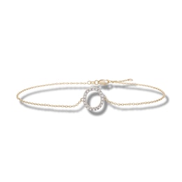 1/10 CT. T.W. Diamond "O" Initial Bracelet in 10K Gold - 7.5"
