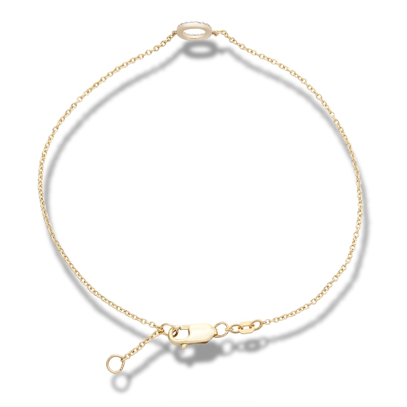 Main Image 2 of 1/10 CT. T.W. Diamond "O" Initial Bracelet in 10K Gold - 7.5"