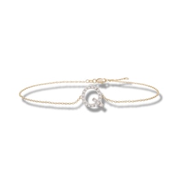 1/10 CT. T.W. Diamond "Q" Initial Bracelet in 10K Gold - 7.5"