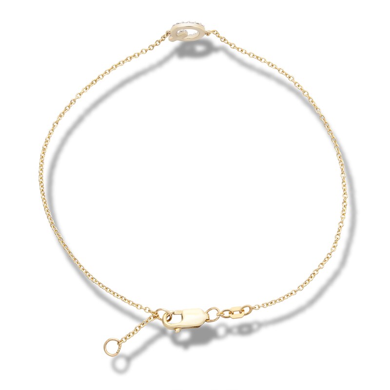 Main Image 2 of 1/10 CT. T.W. Diamond "Q" Initial Bracelet in 10K Gold - 7.5"